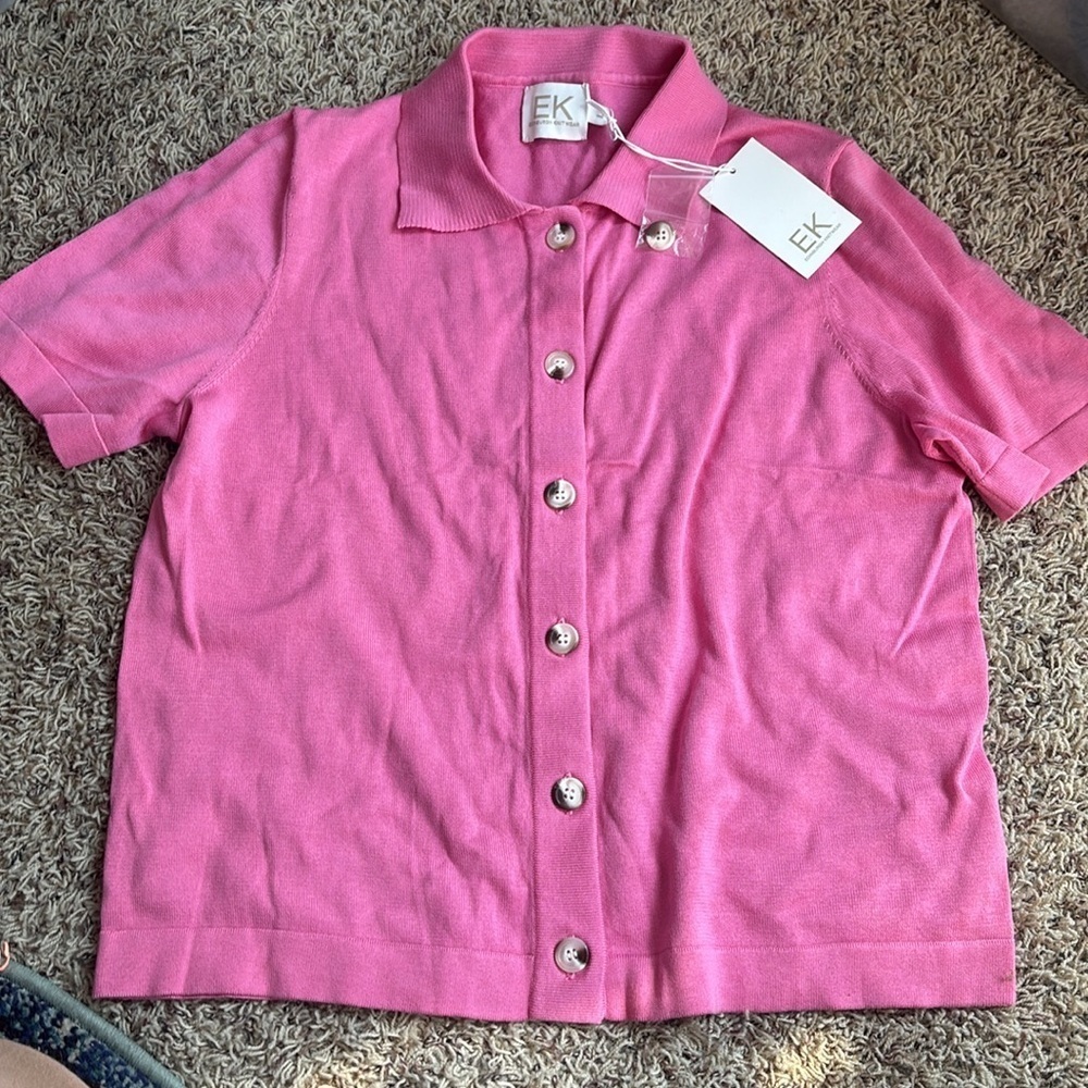 EDINBURGH KNITWEAR ELENA COLLARED TEE - Picture 3 of 9